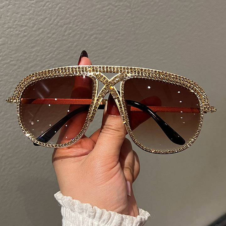 Women's Glamorous oversized Sunglasses with sparkling Crystal frame Kalsten