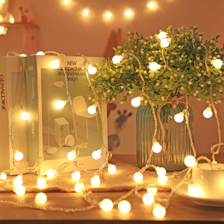 Warm White Star And Globe LED String Garland With Battery Pack And Weatherproof Bulbs Kalsten
