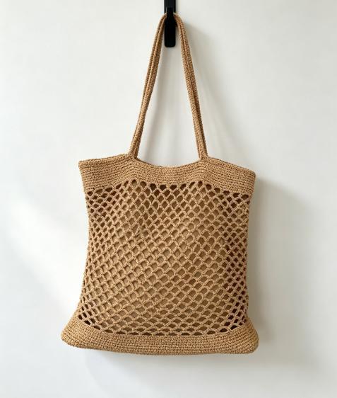 Macrame Tote Bag with Modern Mesh Design Kalsten