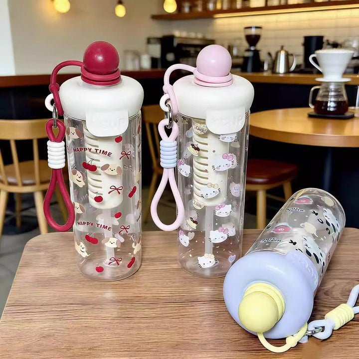 Women's water bottle with cheerful design and practical carrying handle Kalsten