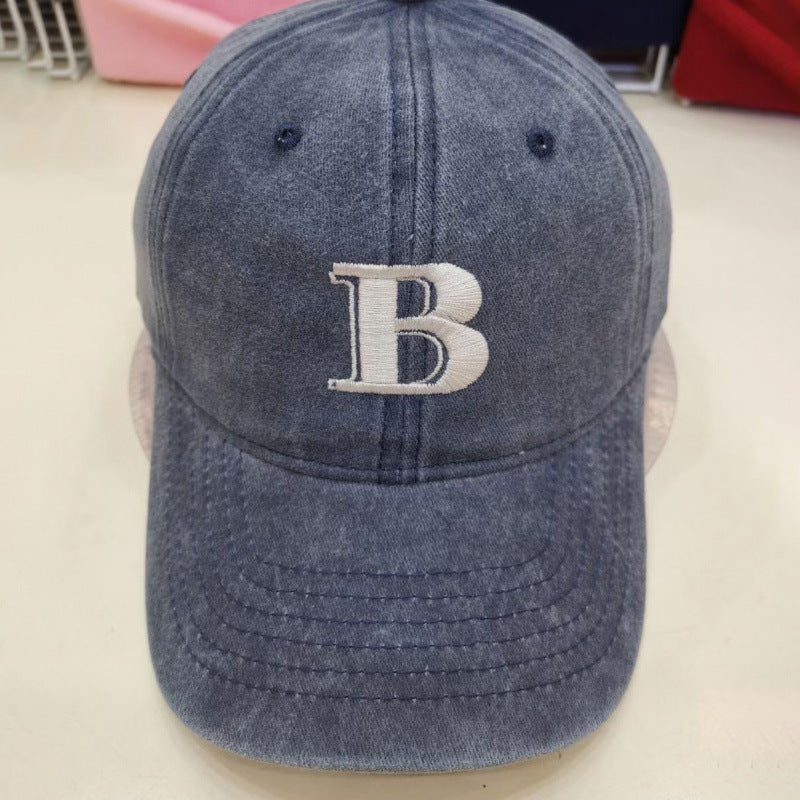 Women's Distressed Cotton Baseball Cap with Letter Embroidery Kalsten