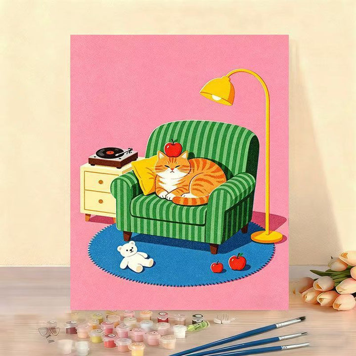 Whimsical Cat Illustration Canvas Artwork Kalsten