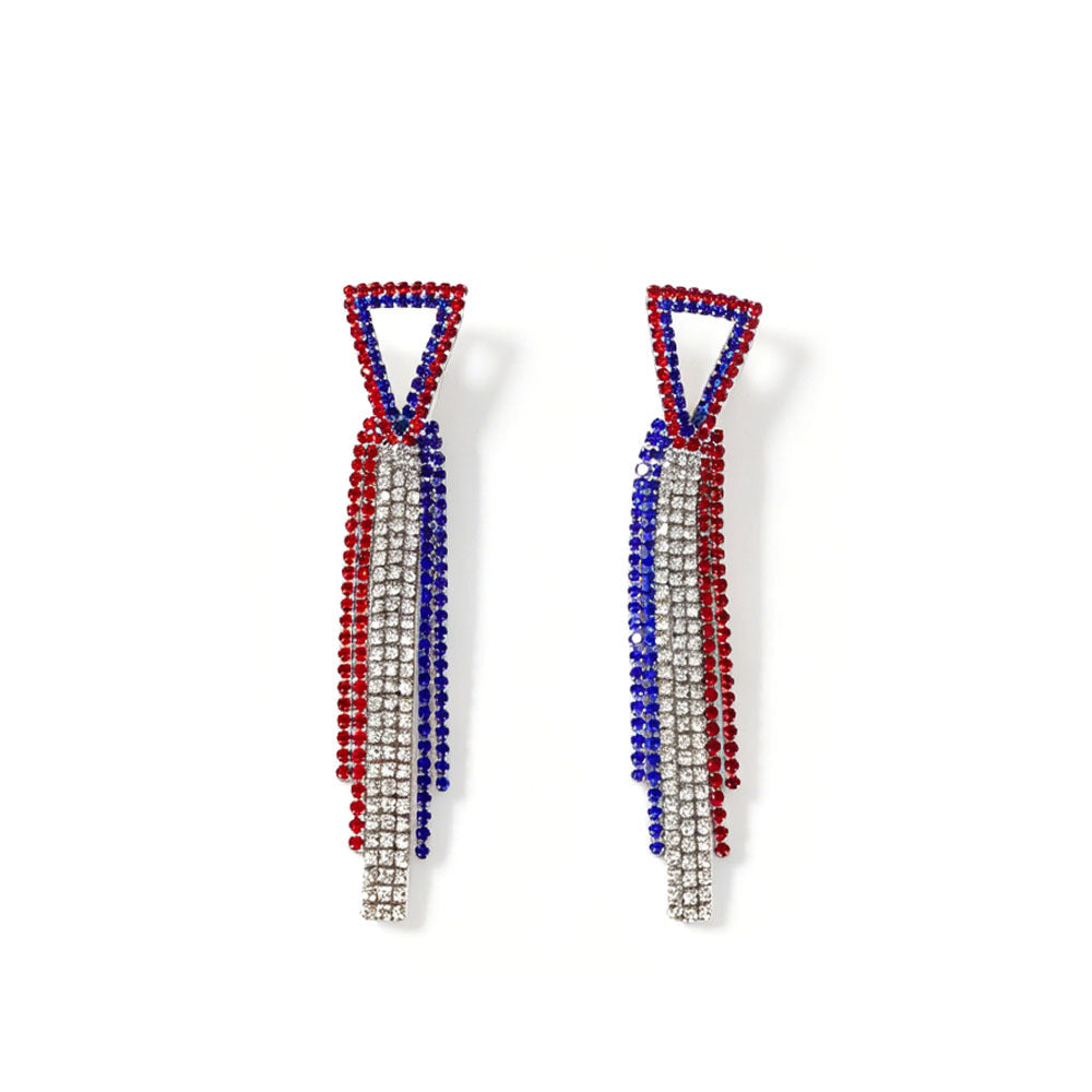 Women nano sparkling statement earrings with long rhinestone tassels Kalsten