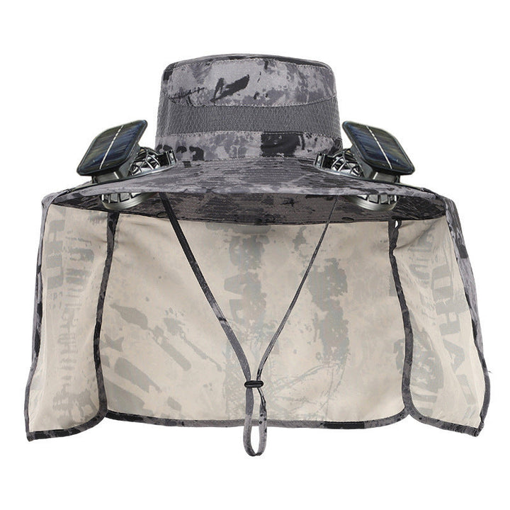 Sun hat with neck protection and integrated solar-powered dual fans Kalsten