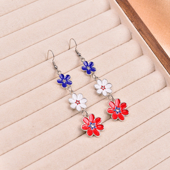 Women's delicate multi-tiered flower earrings made of enamel and stainless steel Kalsten