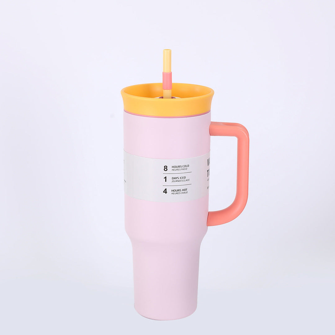 Ladies' insulated cup with practical drinking straw and ergonomic handle Kalsten