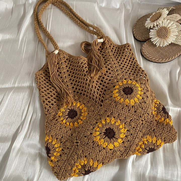 Macrame shopping bag with sunflower pattern Kalsten