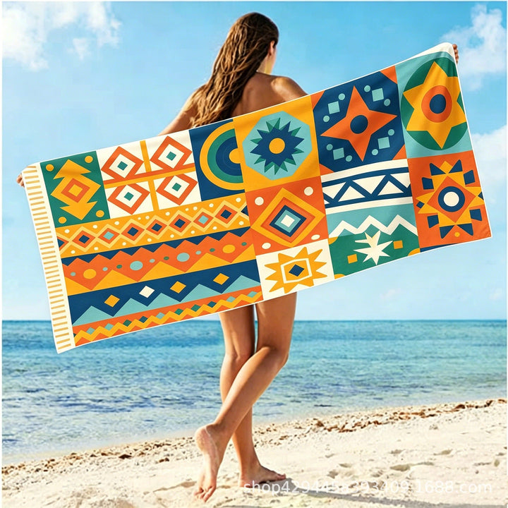 Women's large beach towel with colorful beach motif Kalsten
