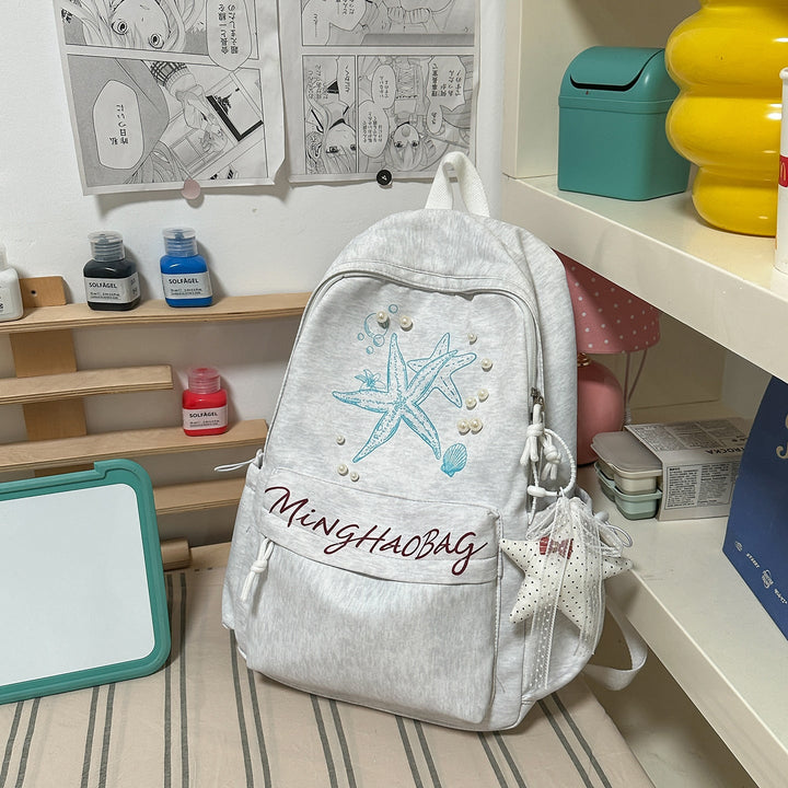 Embroidered Starfish Design School Backpack