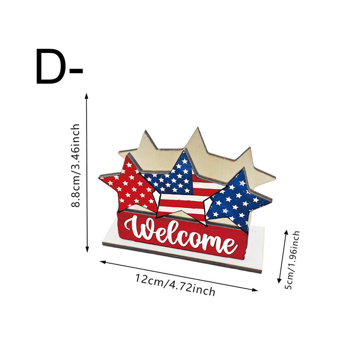 Unisex nan hand-painted deco set wooden gnomes trio with US flag design Kalsten