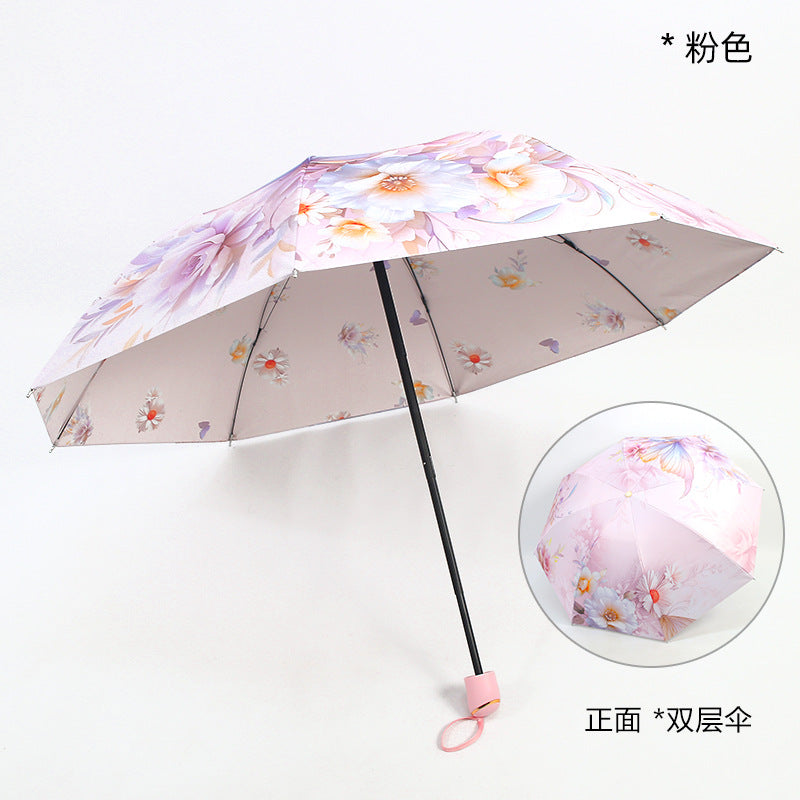 Ladies elegant folding umbrella with floral patterns Kalsten