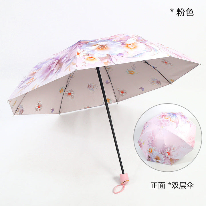 Ladies elegant folding umbrella with floral patterns Kalsten