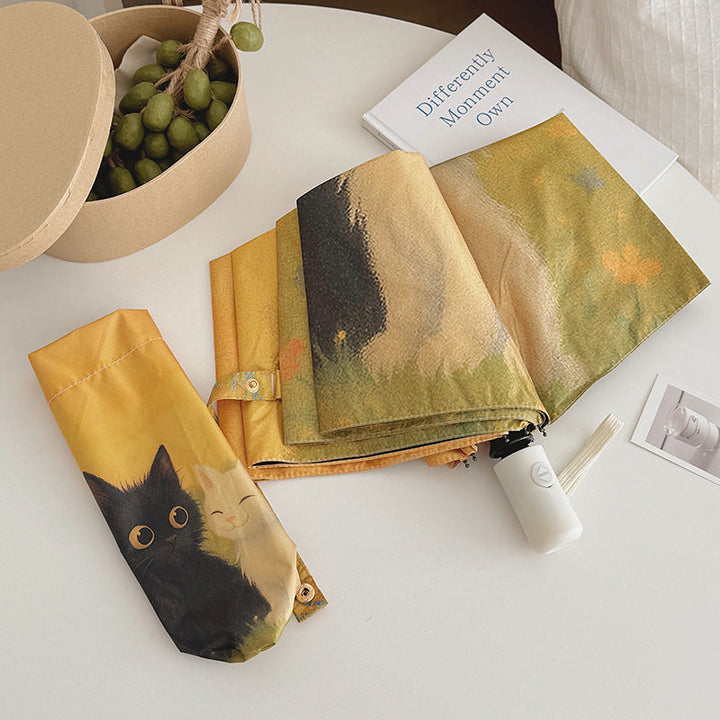 Women's Automatic Umbrella with Unique Cat Design Kalsten
