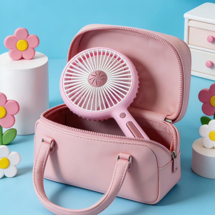 Women's Portable Mini Fan with USB Charging Function and Ergonomic Handle Kalsten