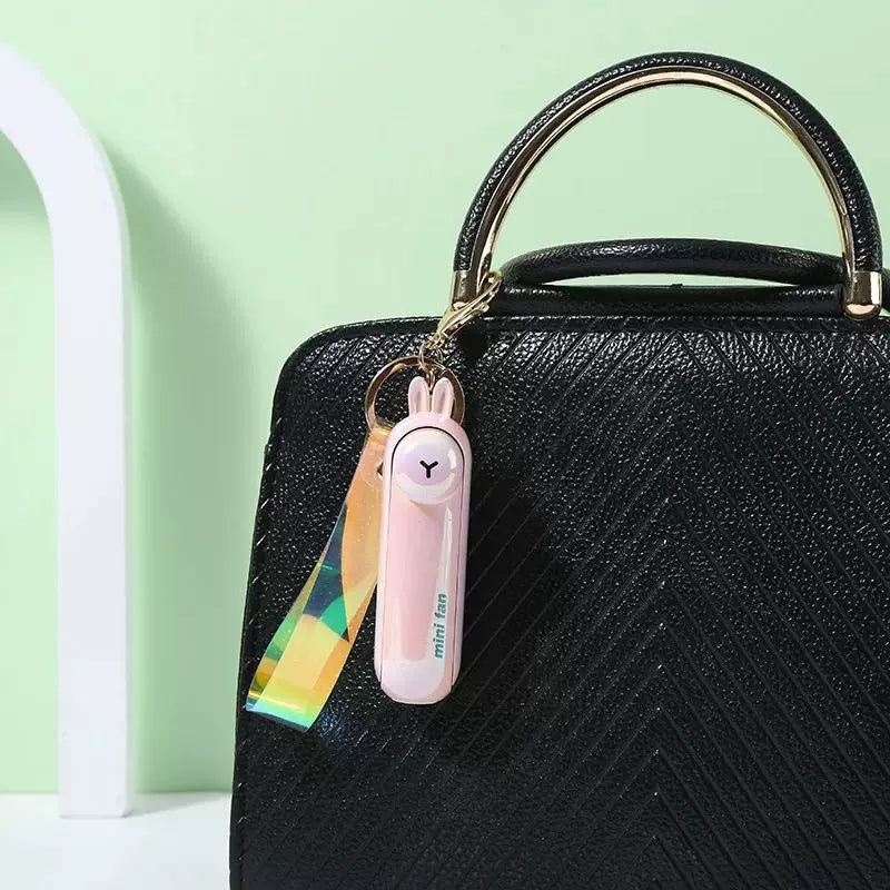 Unisex One Size Rechargeable Keychain Handheld Mini Fan with Wrist Strap and Novel Frog Charm Kalsten