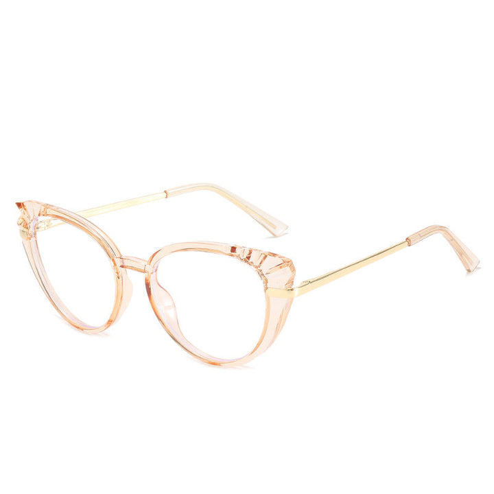 Women's Cat-Eye Prescription Glasses with Glossy Plastic Frame and Gold Accents Kalsten