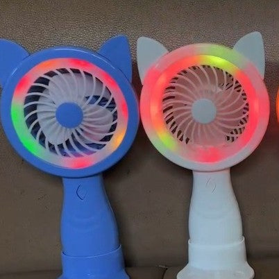 Unisex Portable Hand Fan with Creative Cat Ears and Colorful LED Lights Kalsten