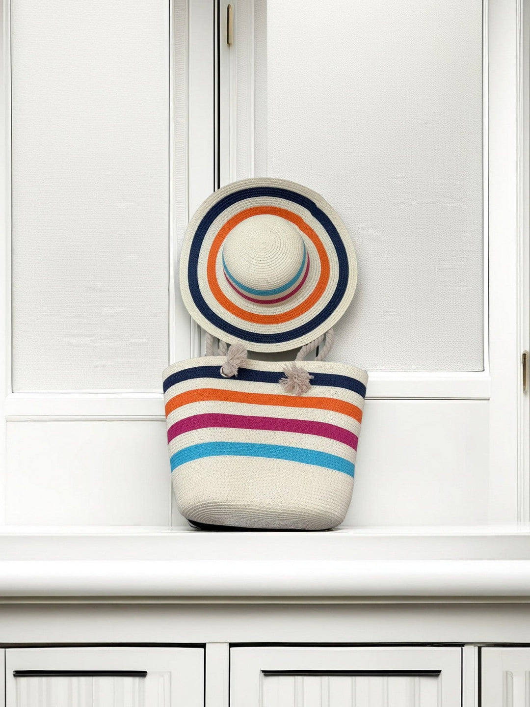 Beach bag with colorful stripes Kalsten