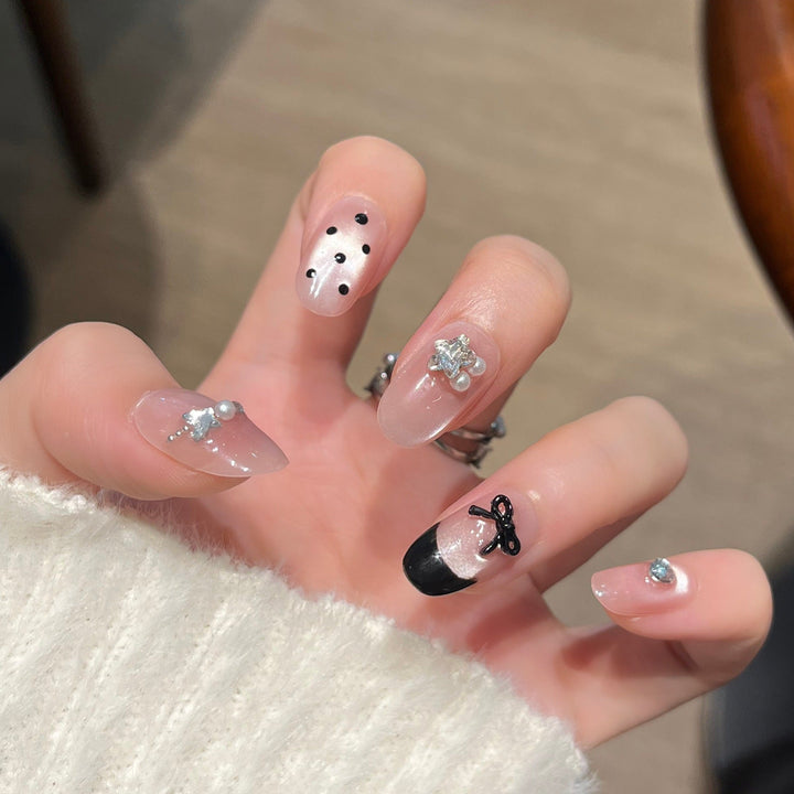 Elegant Nail Art Extensions with Pearl Accents Kalsten