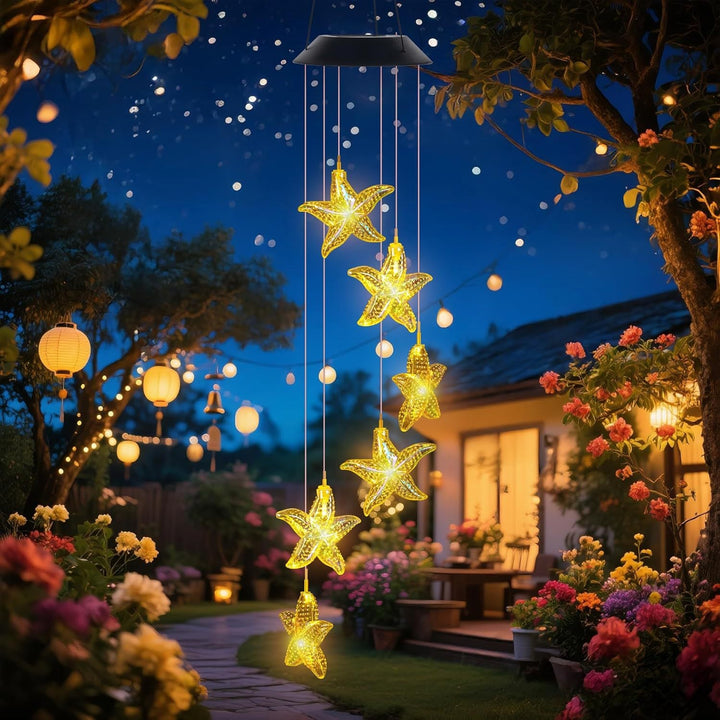 Decorative Solar LED Starfish Wind Chime Hanging Garden Light Kalsten