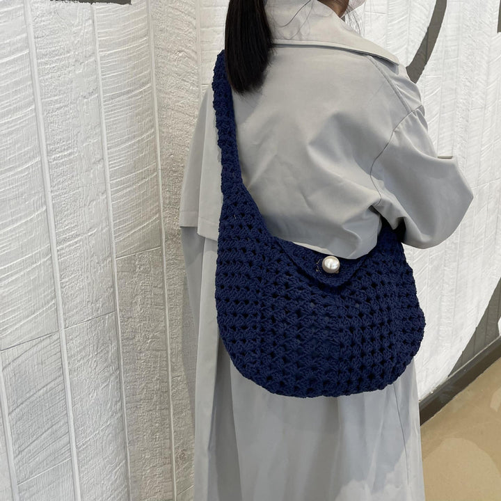 Handmade shoulder bag with bead closure Kalsten