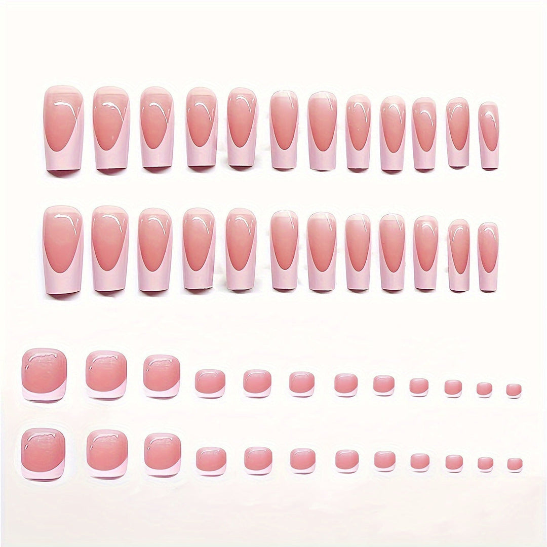 Artistic French Tip Press-On Nail Set with Transparent Design Kalsten