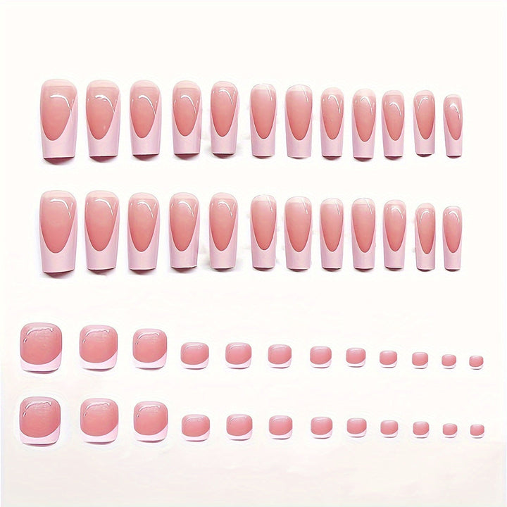 Artistic French Tip Press-On Nail Set with Transparent Design Kalsten