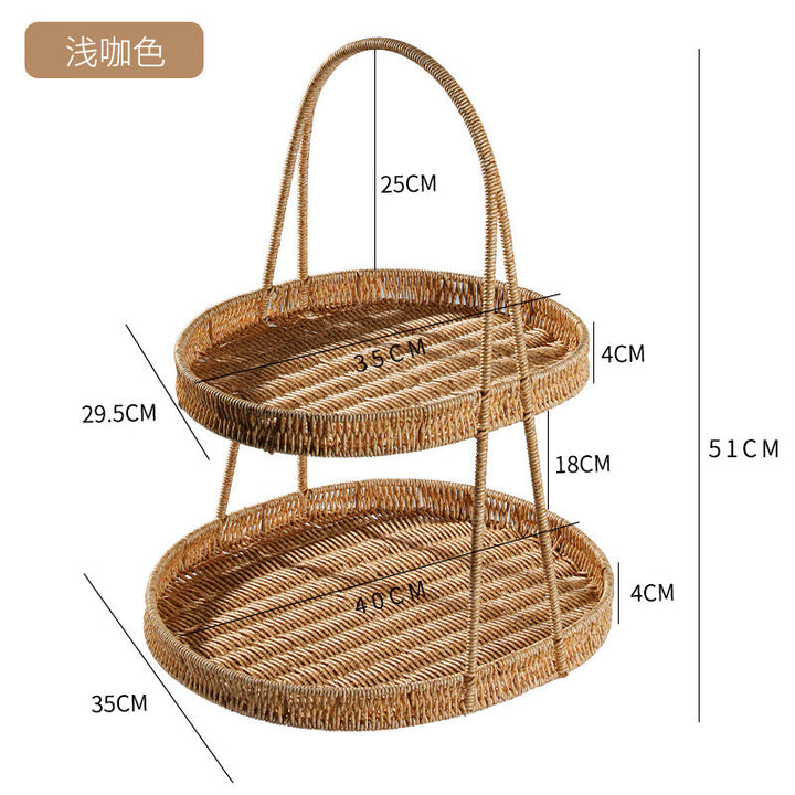 Two-Tiered Woven Storage Display Stand Kalsten