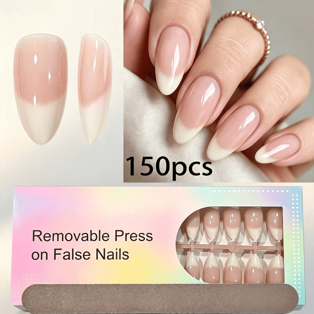 Removable Press-On Nail Set with French Tip Design Kalsten