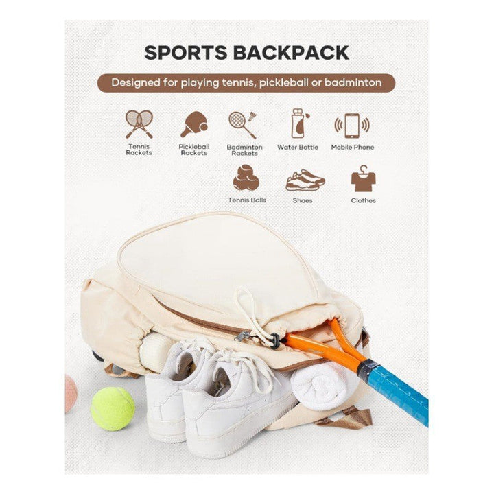 Sporty tennis backpack with specially shaped compartments for rackets and drinks Kalsten