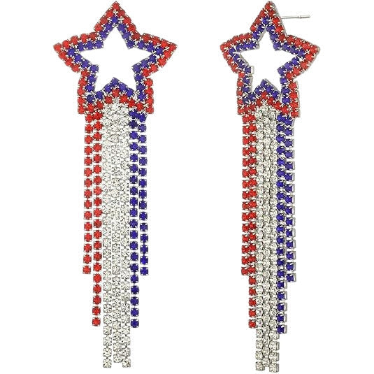 Women nano sparkling statement earrings with long rhinestone tassels Kalsten