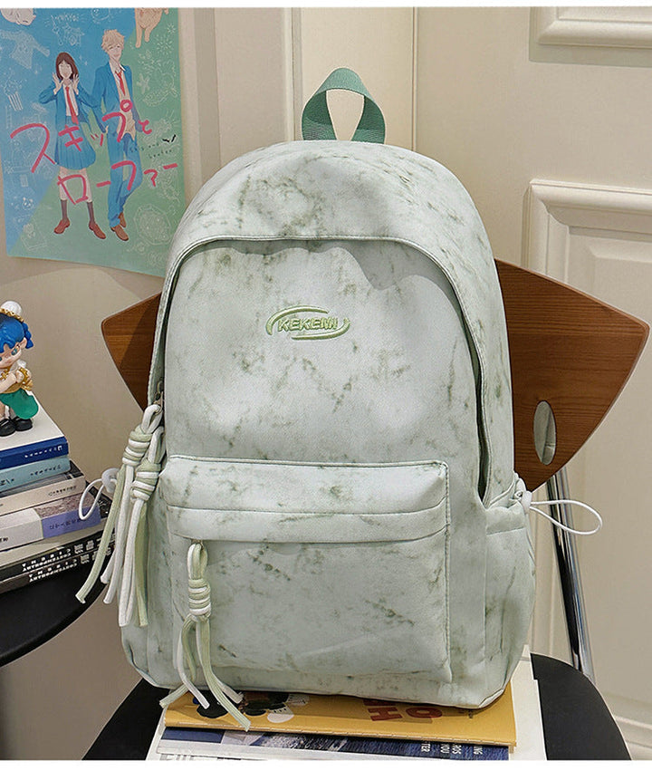 Casual Marble-Textured School Backpack