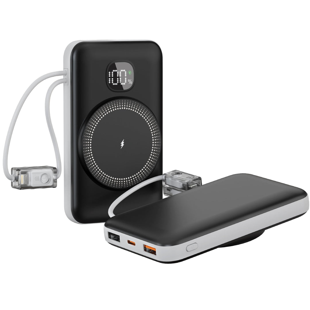 Portable power bank with integrated inductive fast charging function and LED charging status indicator Kalsten