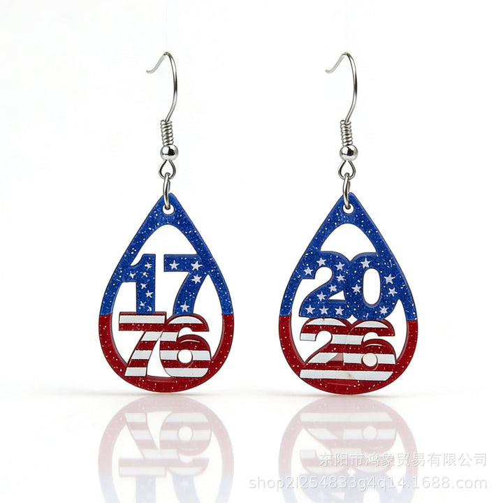 Women's nan patriotic heart dangle earrings with layered star stripe cutout and fishhook Kalsten