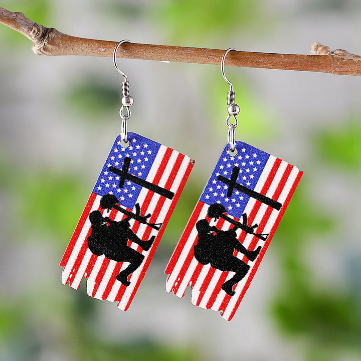 Ladies leather boot charm earrings made of lightweight wood with fish hook closure Kalsten