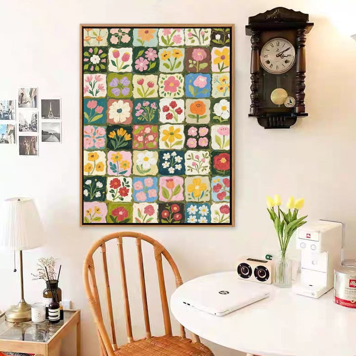Colorful Floral Motif Canvas Art Print Kalsten