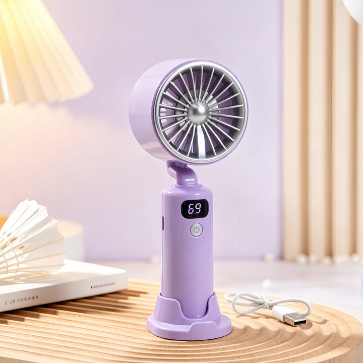 Electric Hand Fan with Digital Speed Display and Adjustable Tilt Angle Kalsten