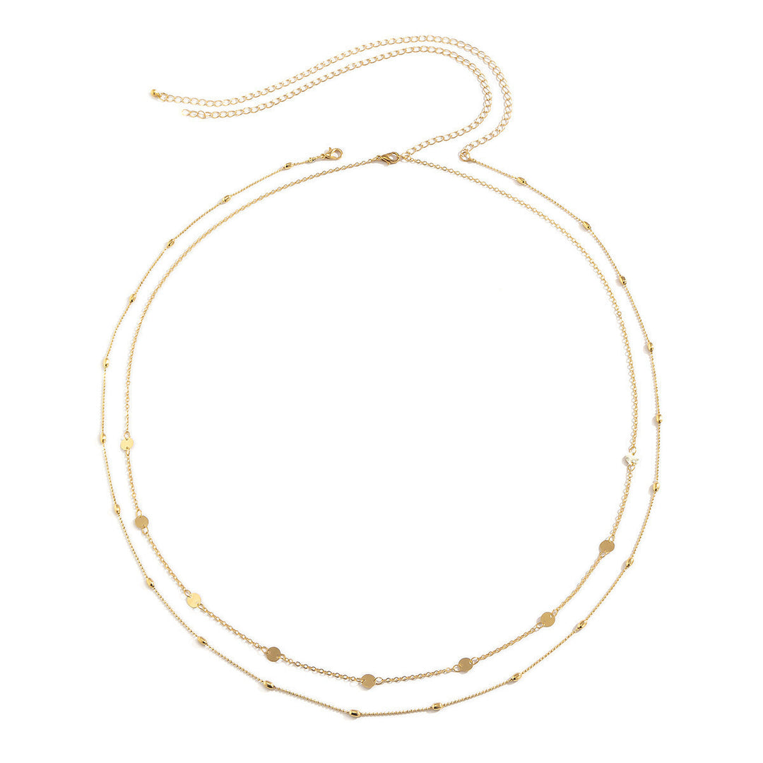 Double Layered Sleek Silver Chain Necklace Kalsten