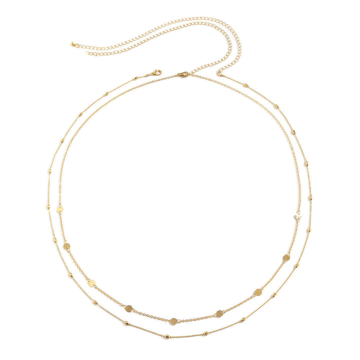 Double Layered Sleek Silver Chain Necklace Kalsten