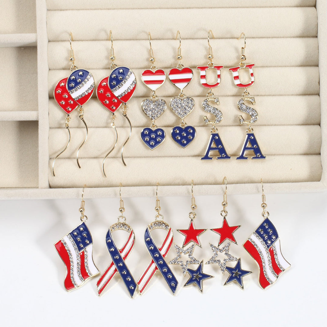 Women's filigree earrings in flag design with crystal stripes and enamel trim Kalsten