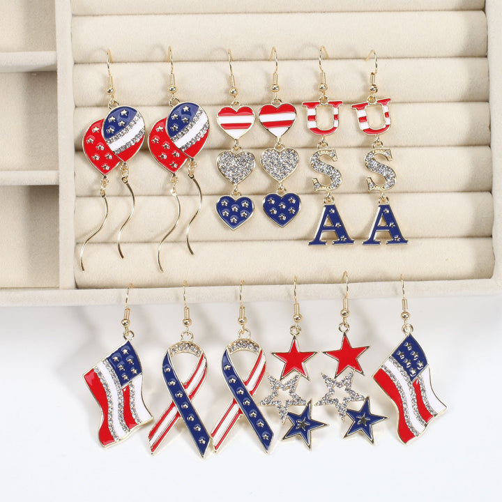 Women's filigree earrings in flag design with crystal stripes and enamel trim Kalsten