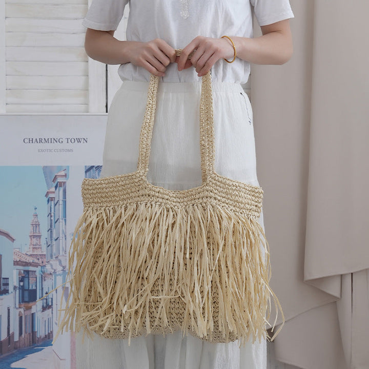 Handmade beach bag with fringed designed pattern Kalsten