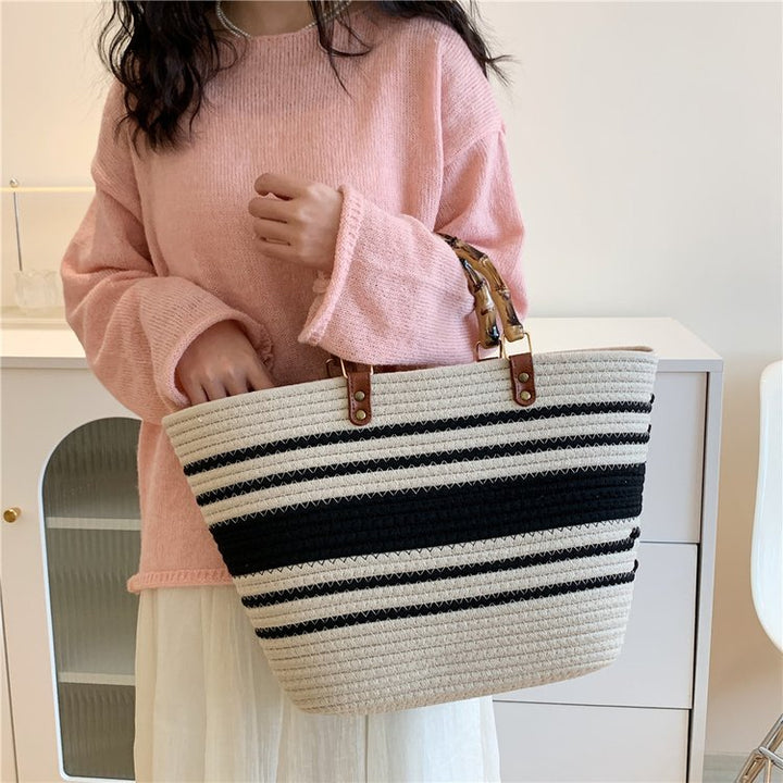 Practical beach bag with bamboo handles Kalsten