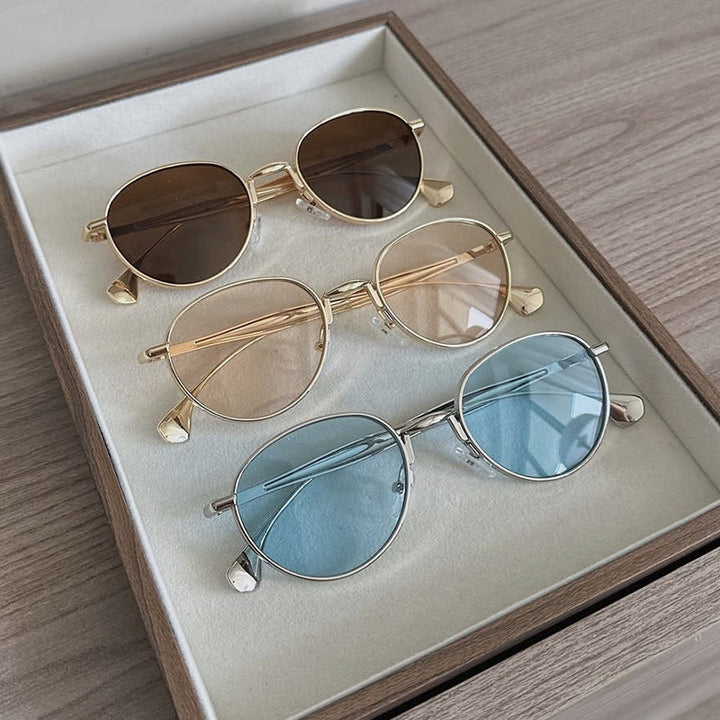 Women's round sunglasses with elegant metal frame and UV protection Kalsten