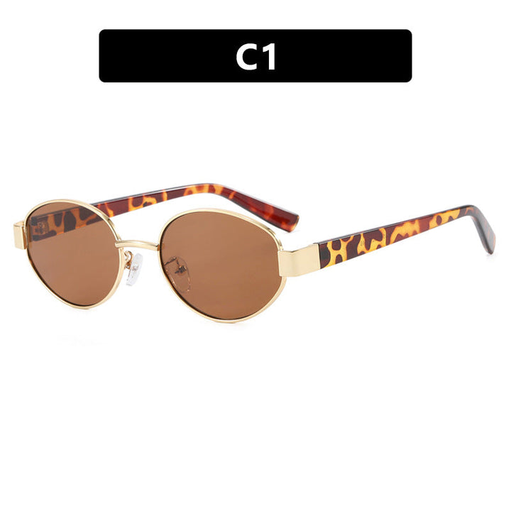 Ladies fashionable sunglasses with exclusive leopard print and elegant metal frame Kalsten