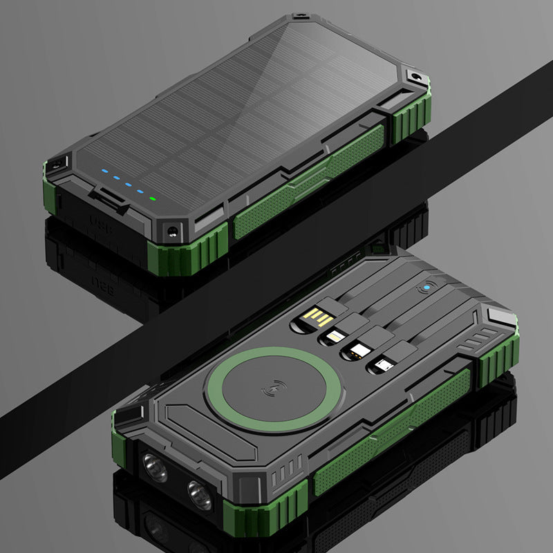 Robust Solar Power Bank with Multifunctional Charging Cable and Integrated Qi Charger Kalsten