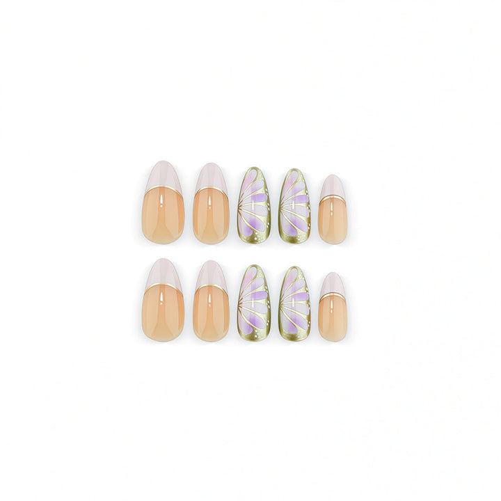 Artificial nails with luxurious gold edge and filigree design Kalsten