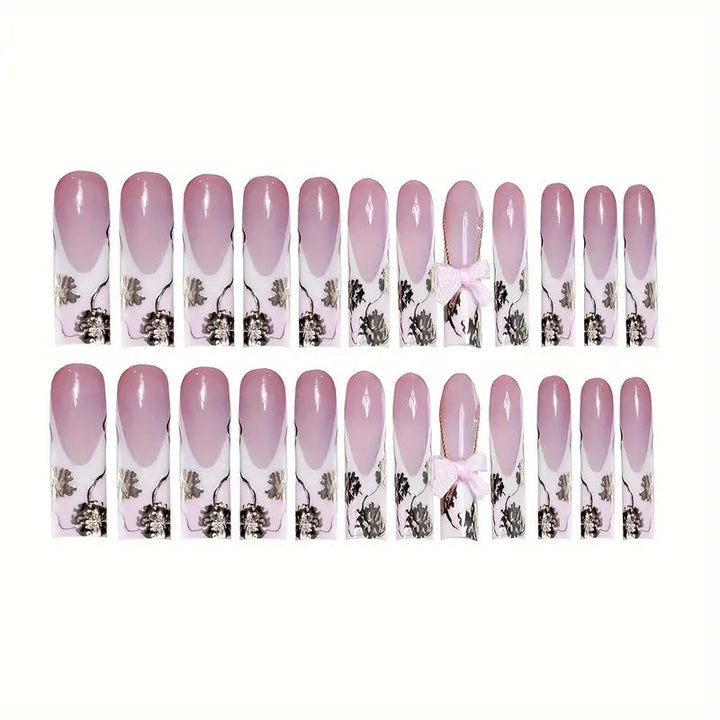 Floral Accent Decorative Press-On Nails Kalsten
