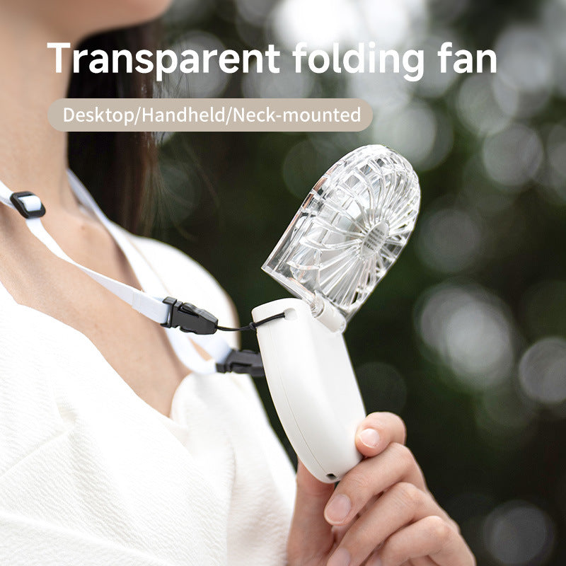 Unisex Portable Rechargeable Handheld Fan with LED Mirror Kalsten