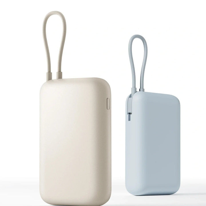 Compact High-capacity portable power bank with integrated USB-C cable and silicone carry loop Kalsten